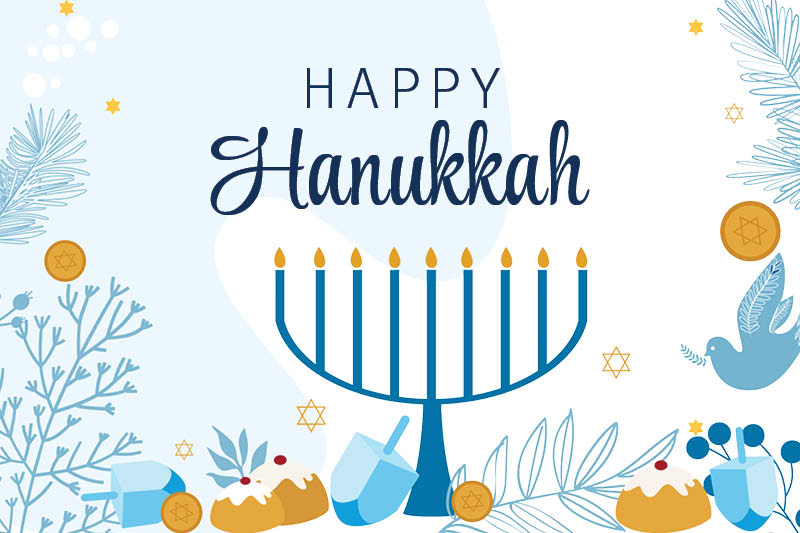 Illustration, Jewish Festival of Lights traditional holiday ;Happy Hanukkah