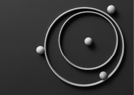 Black and white image of an Abstract Orbit using wood