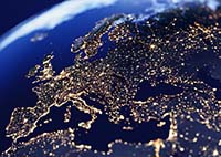 Image of lights across Europe and Asia from outer space