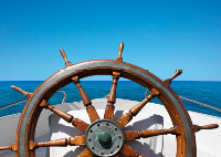 Image of wooden ship helm