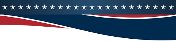 white stars on blue background with red/blue swoosh