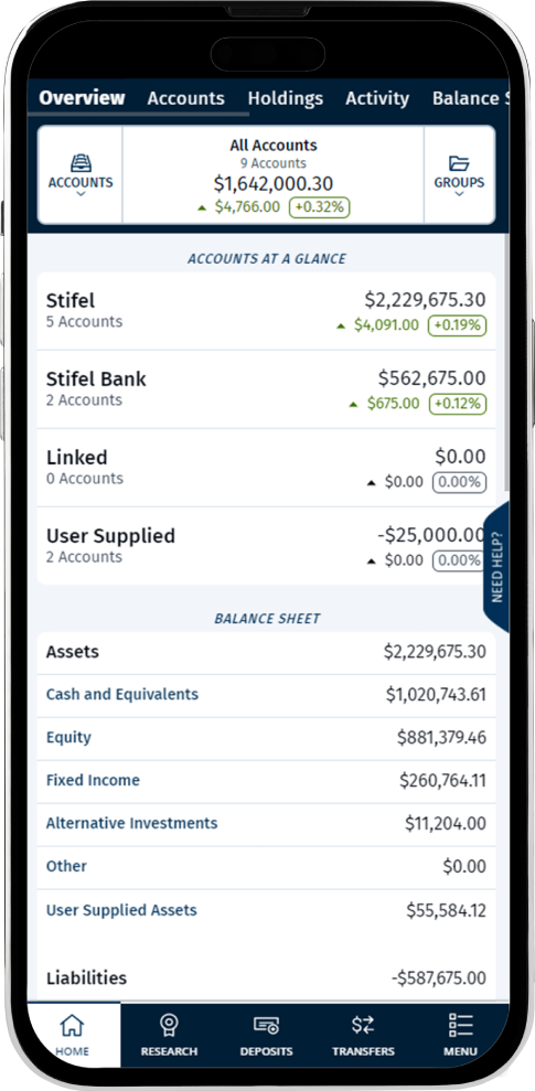 Wealth Tracker screenshot on mobile device