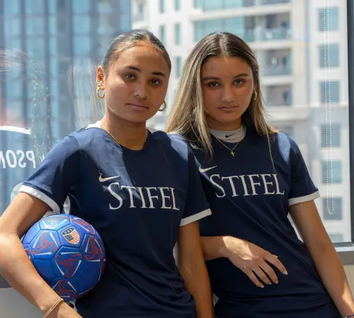 Soccer phenom sisters Alyssa and Gisele Thompson wear Stifel branded apparel